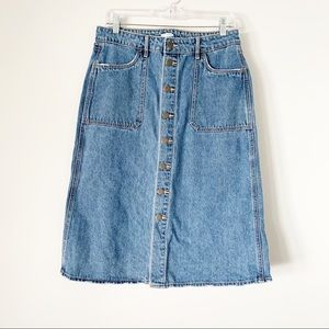 Old Navy Button Front Denim knee length Skirt 10